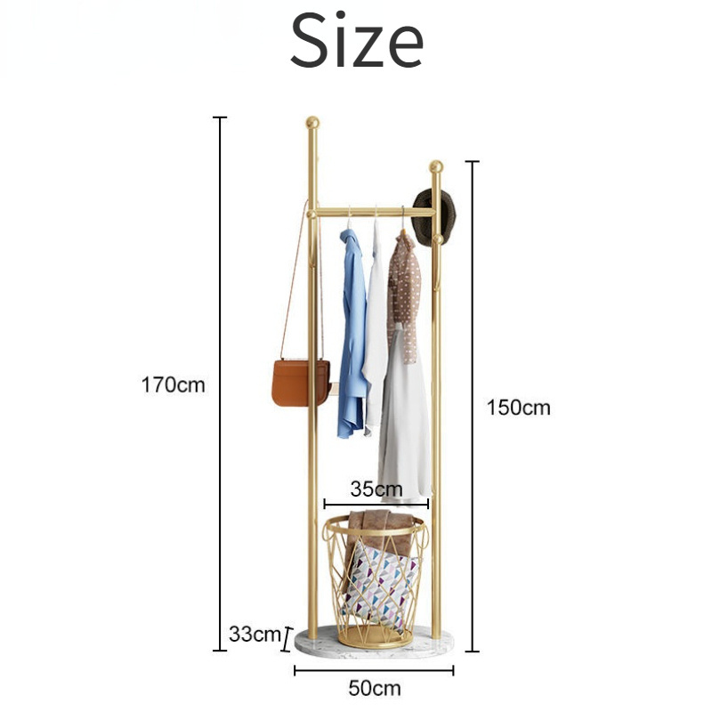 High Quality Modern Metal Marble Base Hanger Coat Rack Stand With Clothes Basket