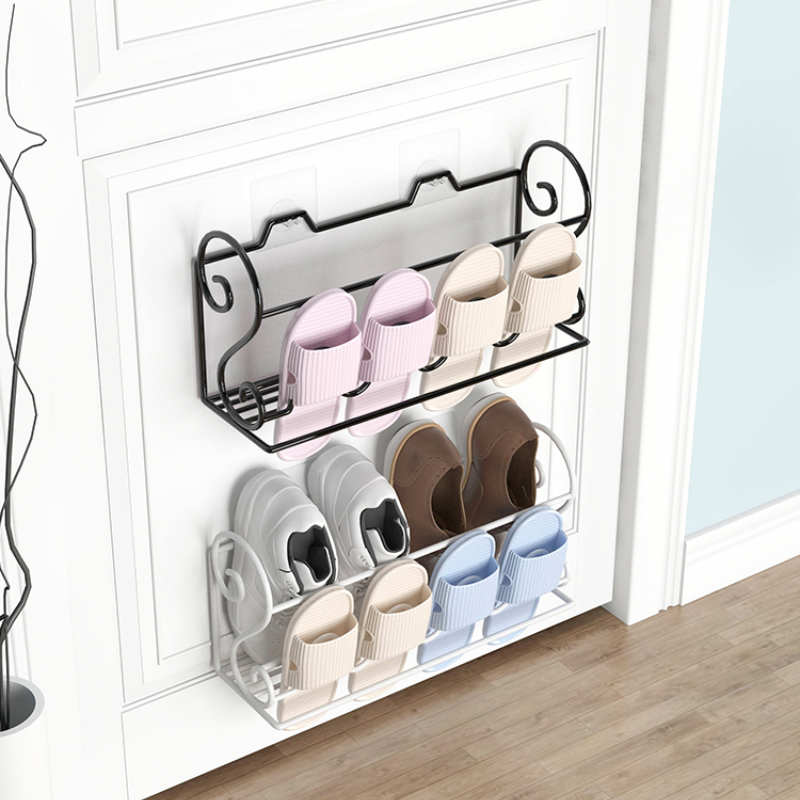 Factory Direct Modern Punch Free Slipper storage Metal Wall Mounted Shoe Rack