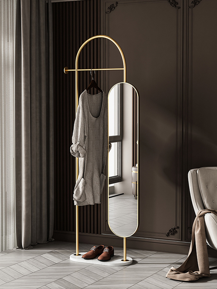 Nordic minimalist mirror full-length mirror full-length mirror rotatable standing marble coat rack home bedroom coat rack stand