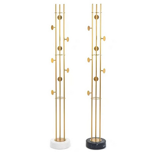 Factory Wholesale quality modern stable coat rack stand  bedroom golden metal hook coat rack with marble base