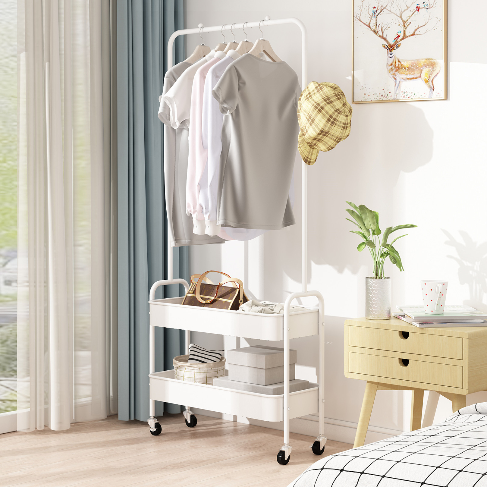 2022 Hot Sale Multifunction Complete storage drying rack standing coat rack bedroom living room balcony