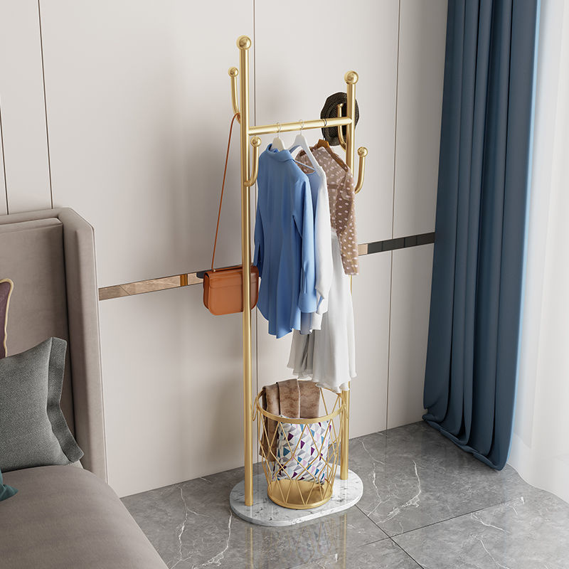 High Quality Modern Metal Marble Base Hanger Coat Rack Stand With Clothes Basket