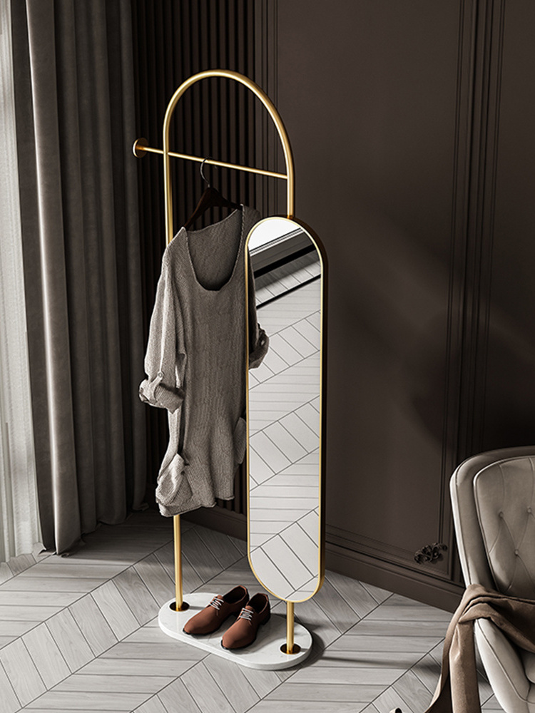 Nordic minimalist mirror full-length mirror full-length mirror rotatable standing marble coat rack home bedroom coat rack stand