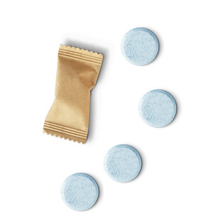 Eco Friendly Water-Soluble Effervescent Tablet For Glass Powerfull Cleaning Blue Colour Eco Label Made In Italy