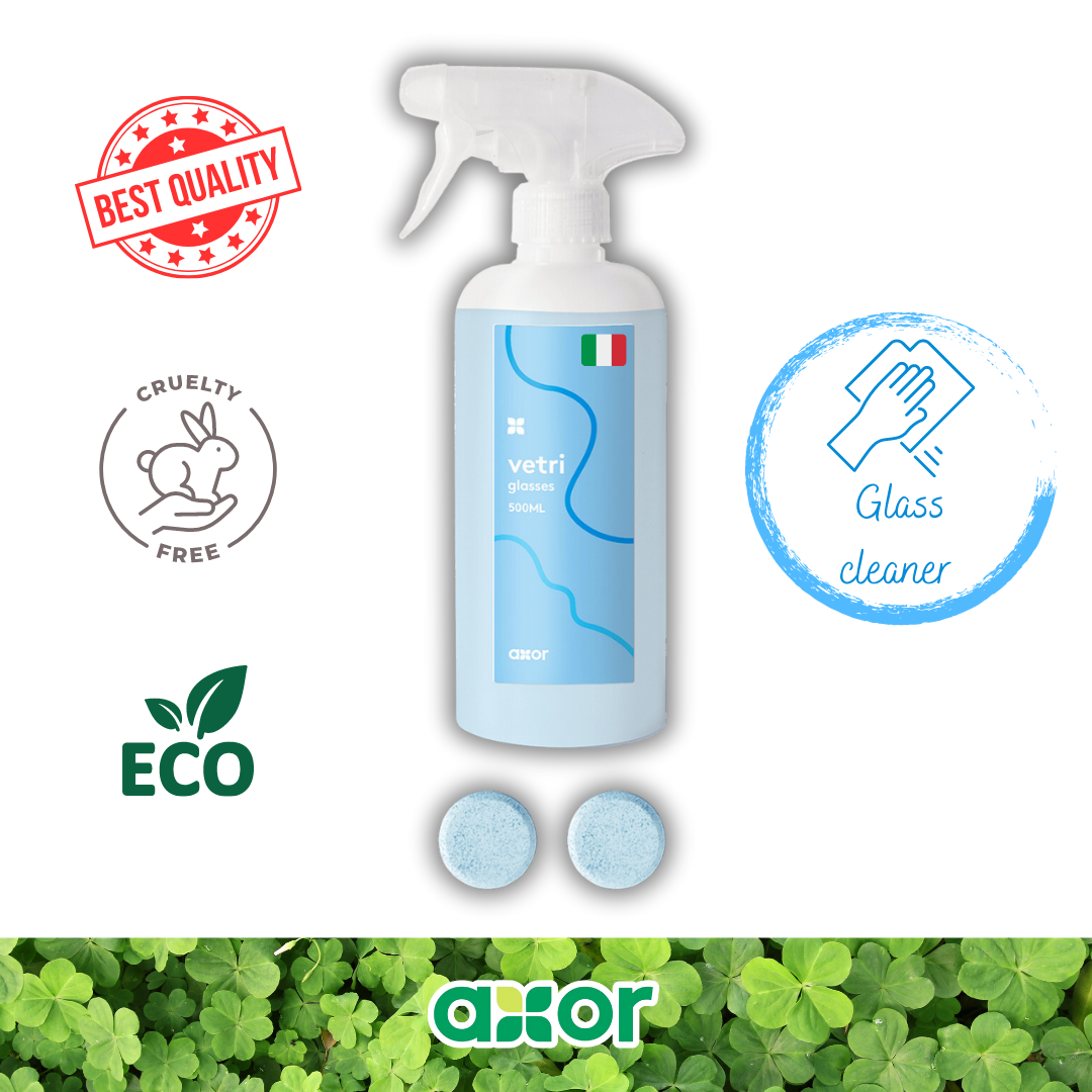 Eco Friendly Water-Soluble Effervescent Tablet For Glass Powerfull Cleaning Blue Colour Eco Label Made In Italy