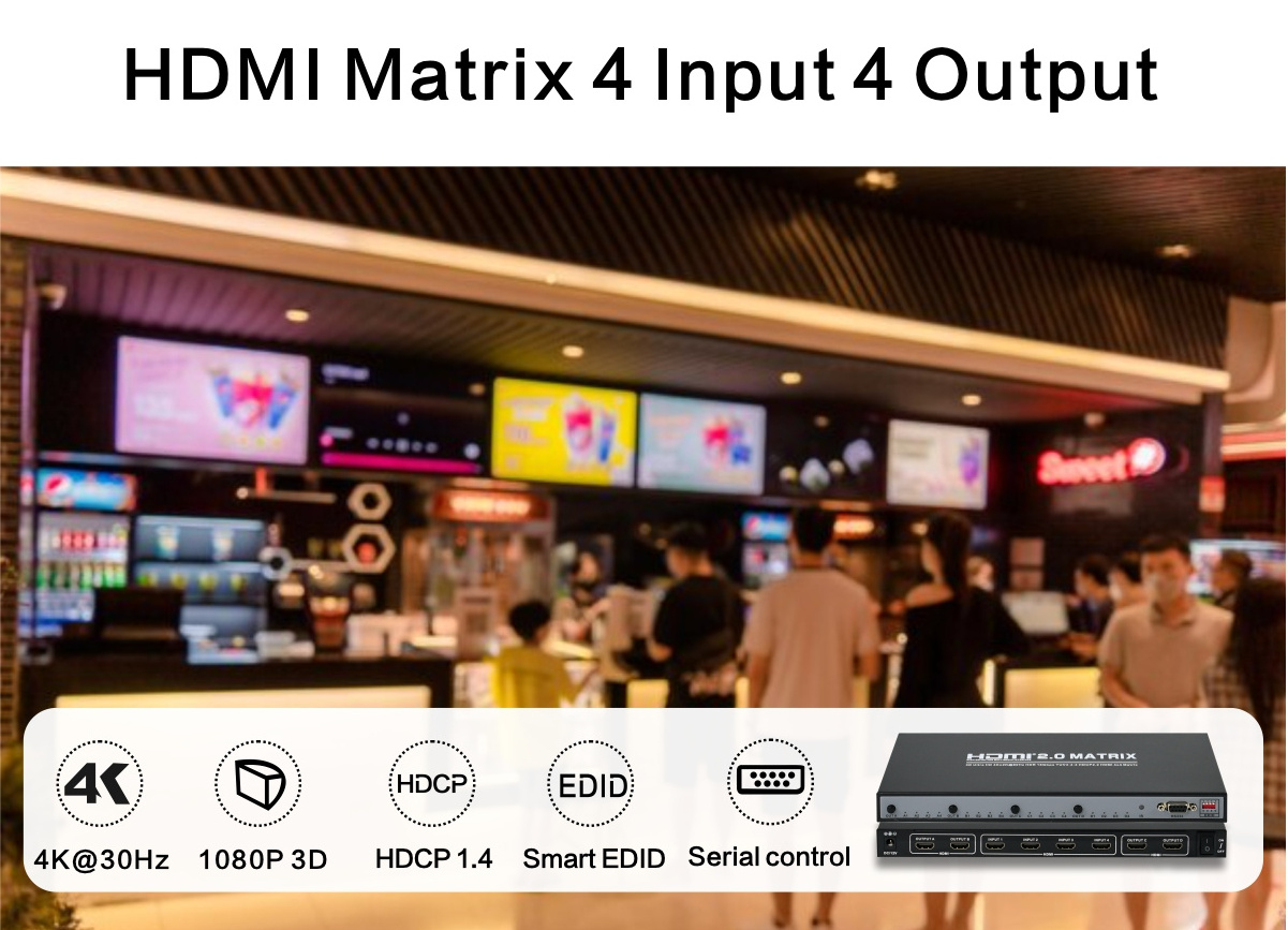 4K UHD 4 in 4 out 3D Video Wall Controller HDMI Matrix Switch