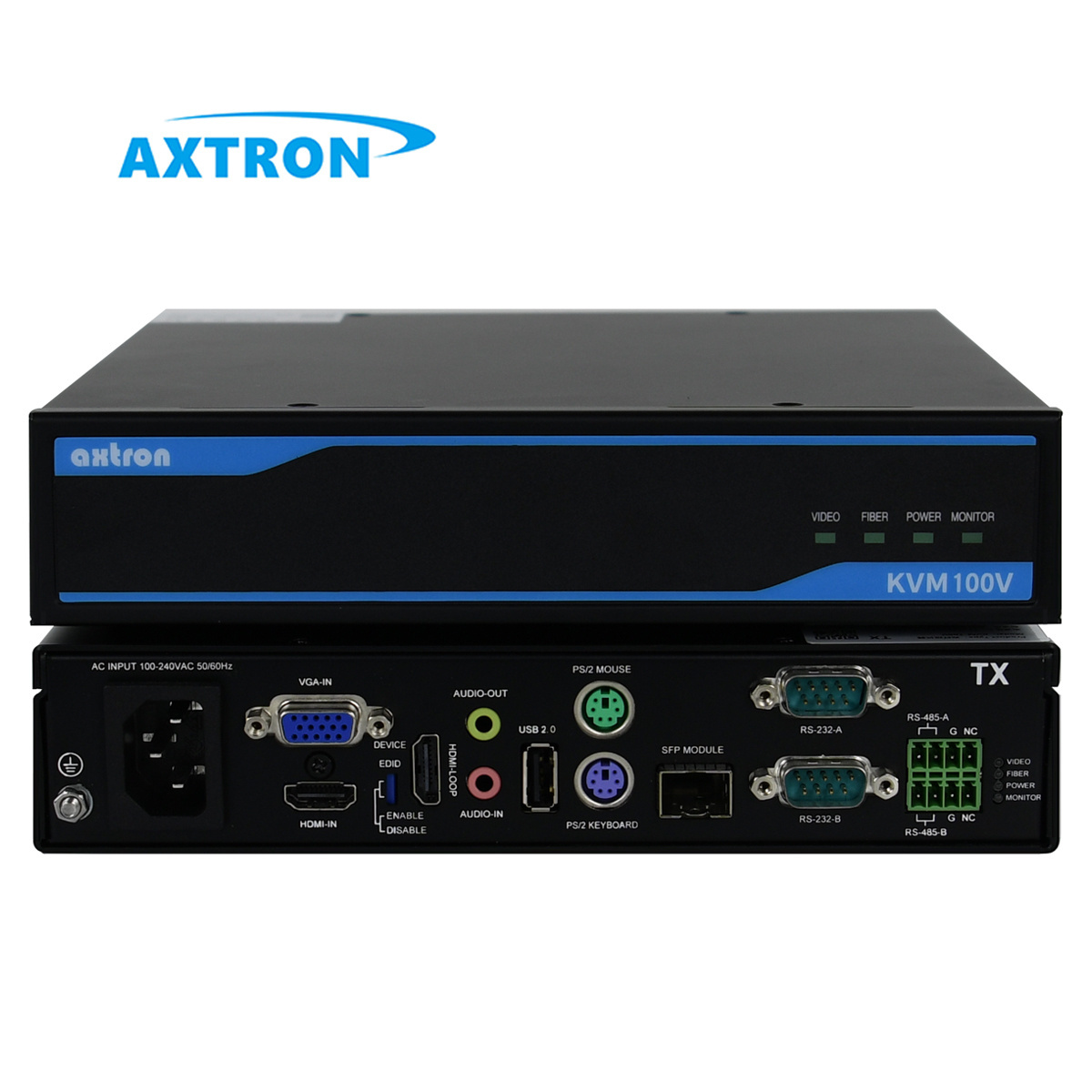 Industrial HDM I&VGA Dual Monitor 1080P 60HZ 500m 80km RS232&485 signal PS/2 Fiber USB KVM extender