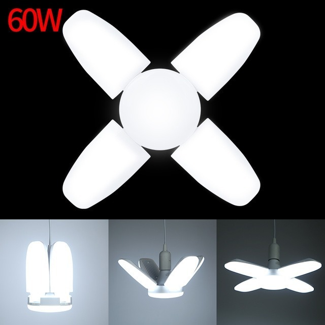 45W 60W Deformable High Bay for Workshop Office Industrial Lighting Led Garage Light Fan Blade Led Bulb