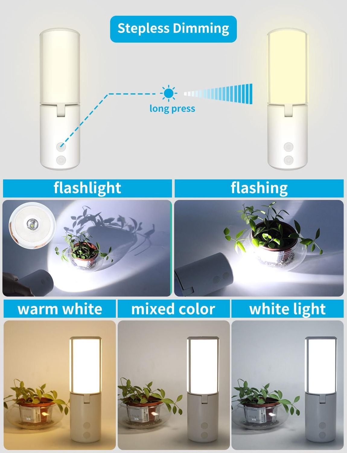 LED Camping Lantern with 3 Solar Panels, 8000mAh Rechargeable Camping Lights, 4000LM 5-in-1  Flashlight