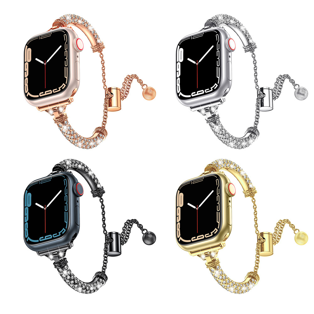 Diamond Watch Strap for iWatch Series 8 9 SE Bling Stainless Steel Bracelet Bands for Apple watch Jewelry band 38mm 40mm 42mm