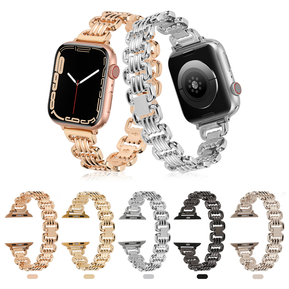 Luxury fashion style woman hollow out watch band for apple watch 38 40 42 mm bands charm stainless steel strap for iWatch 8 7 SE