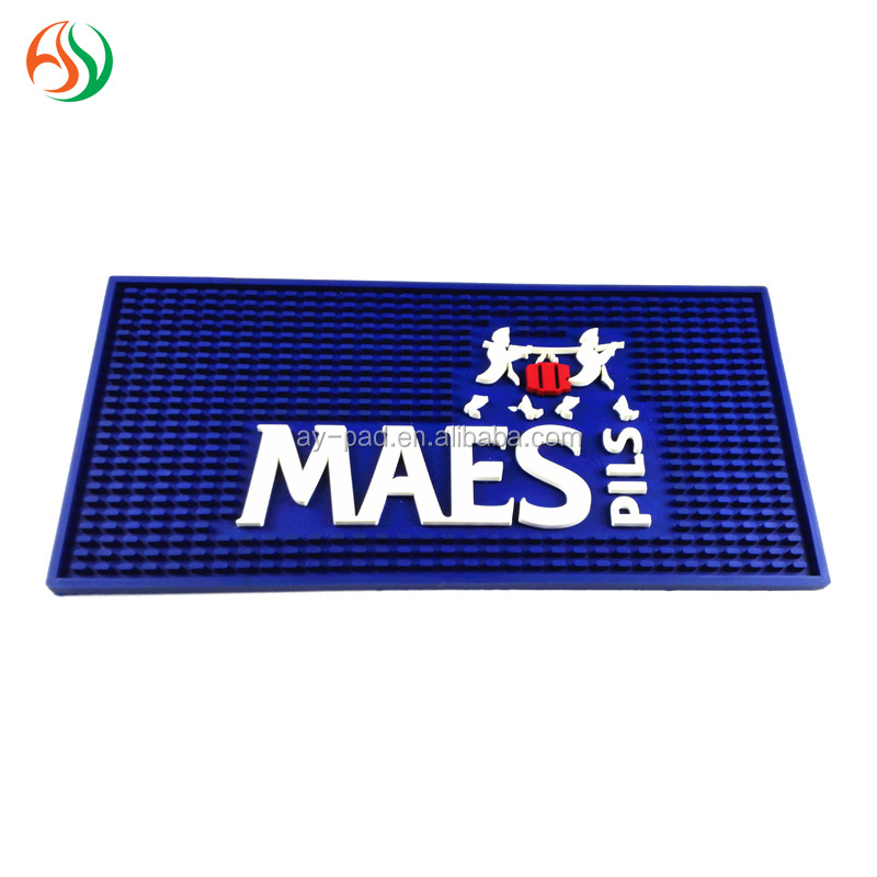 AY Washable Durable Customized Spill Absorbent Mats Anti Fatigue Sublimation Blank Led Bar Mat ECO-friendly PVC Bar Runner