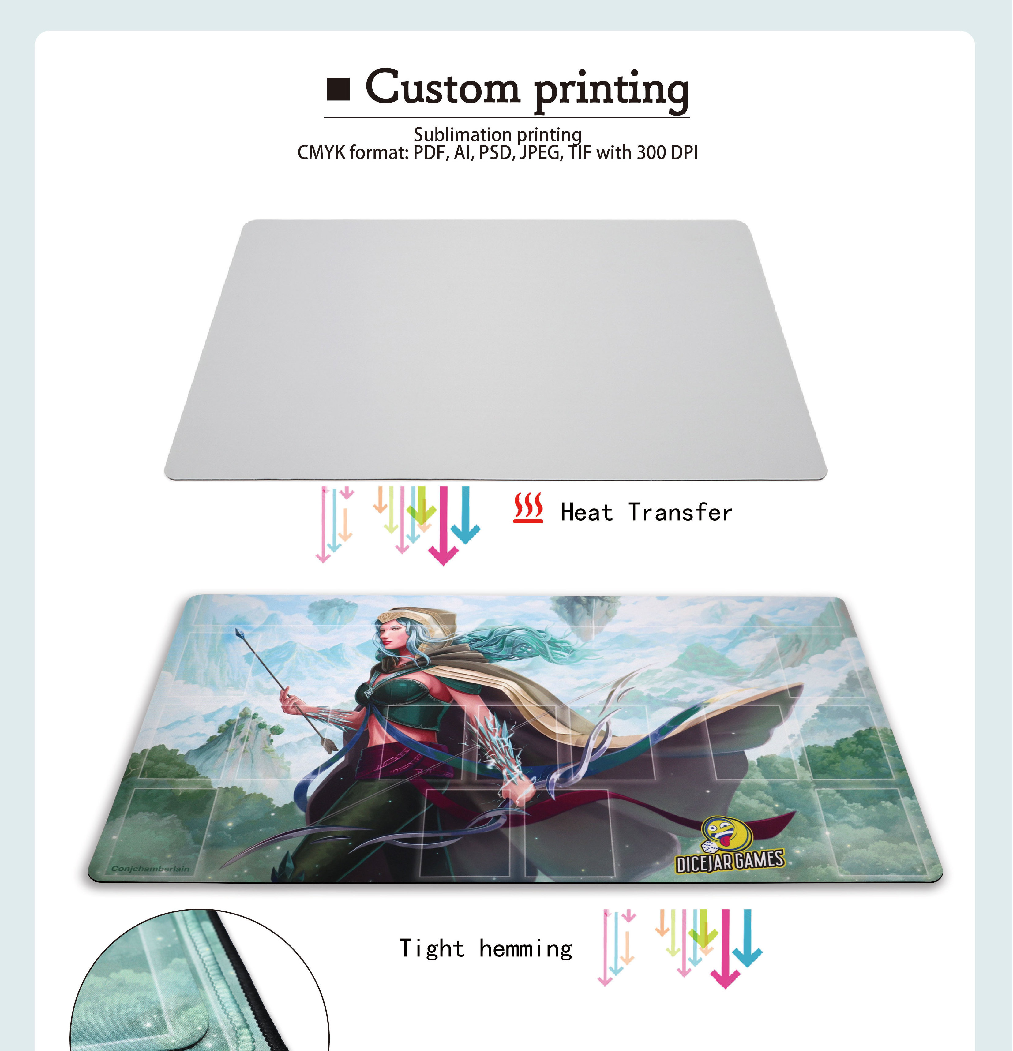 Extra Large Extended Printing Keyboard Mouse Pad Custom Gaming Neoprene Card Playmat