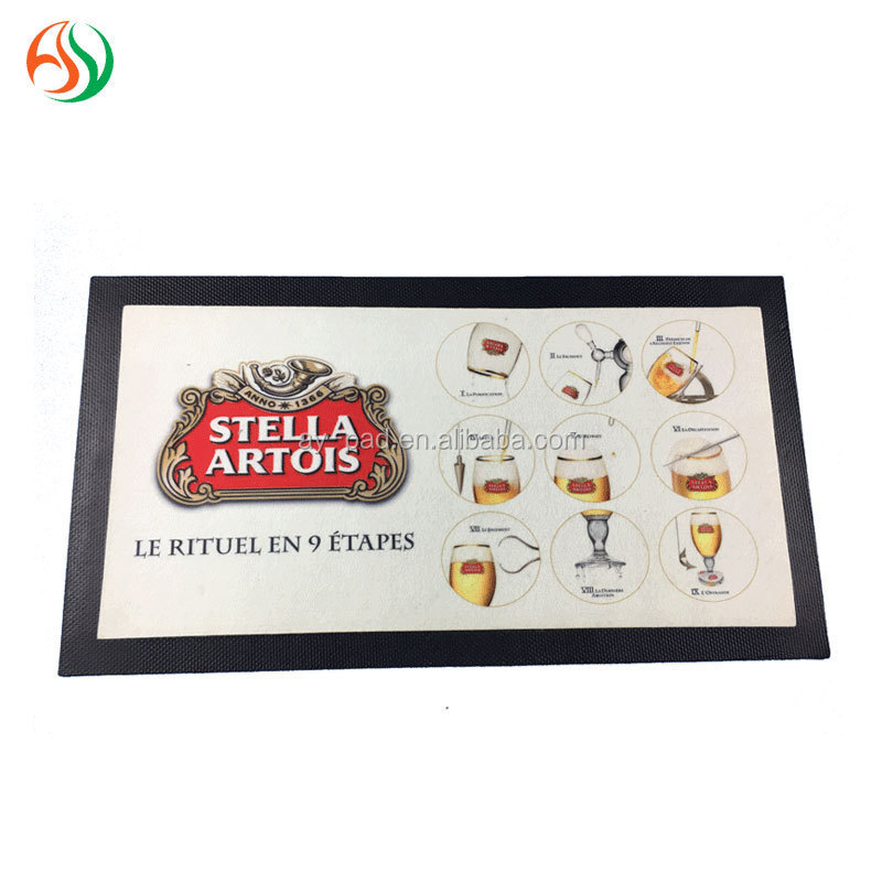 AY personalized 45x25cm nitrile rubber bar beer drip mat blank multi use non-slip bar drink mat for sublimation