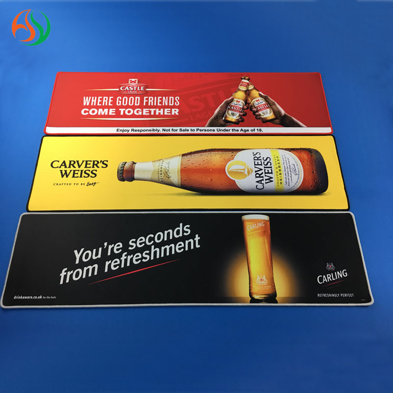 AY Promotional Bar Accessories Drink Mat Custom Printed Natural Rubber Bar Mat Embossed Logo Anti-slip Waterproof Bar Drip Mat