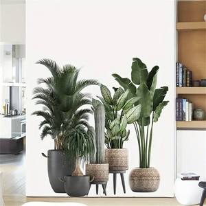 Tropical Oasis Wall Stickers Vibrant Green Plant Potted Design Self-Adhesive Removable Decor for Bedroom Living Room Porch