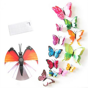 12Pcs Mixed Color Double Layer Butterfly 3D Wall Sticker For Wedding Decoration Magnet Butterflies Fridge Decals Home Room Decor