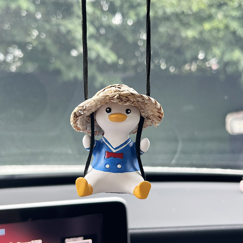 Popular Swinging Duck Car Hanging Ornament Duck Mirror Cute Car Duck Pendant For Car Rear View Mirror Accessories Decoration