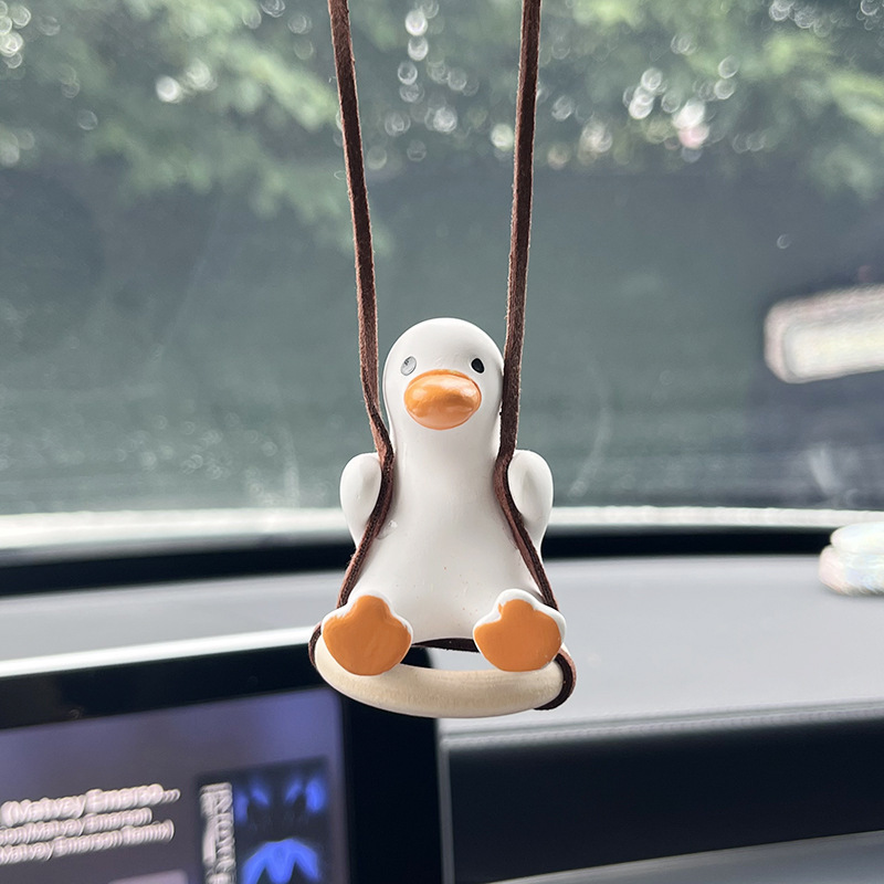 Popular Swinging Duck Car Hanging Ornament Duck Mirror Cute Car Duck Pendant For Car Rear View Mirror Accessories Decoration