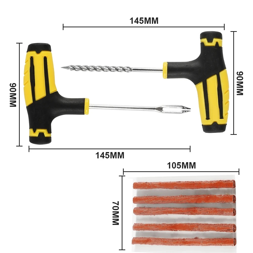 Car Tire Repair Tools Kit with Rubber Strips Tubeless Tyre Puncture Studding Plug Set for Truck Motorcycle Car Accessories