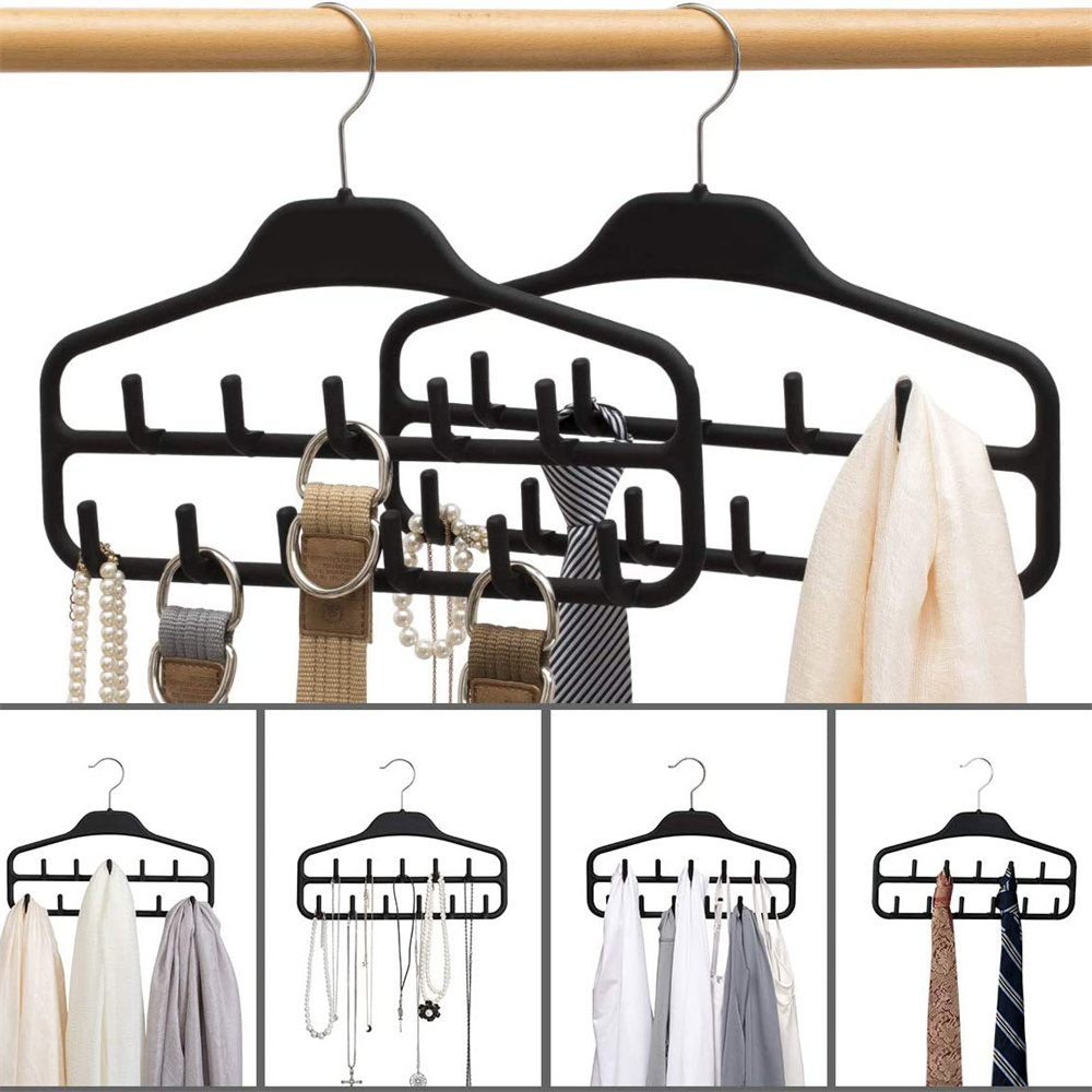 Belt Hangers, 360 Degree Rotatable Tie Racks with 11 Hooks, Non-Slip Durable Hanging Closet Organizer Accessories Holder