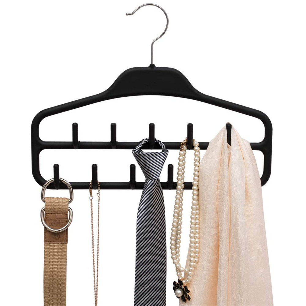 Belt Hangers, 360 Degree Rotatable Tie Racks with 11 Hooks, Non-Slip Durable Hanging Closet Organizer Accessories Holder