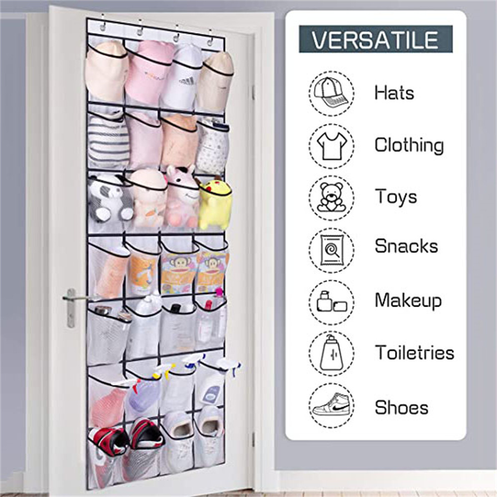 28 Large Mesh Pockets Over The Door Shoe Rack, Hanging Shoe Organizer for Closet Hanging Shoe Rack Holder Hanger, White