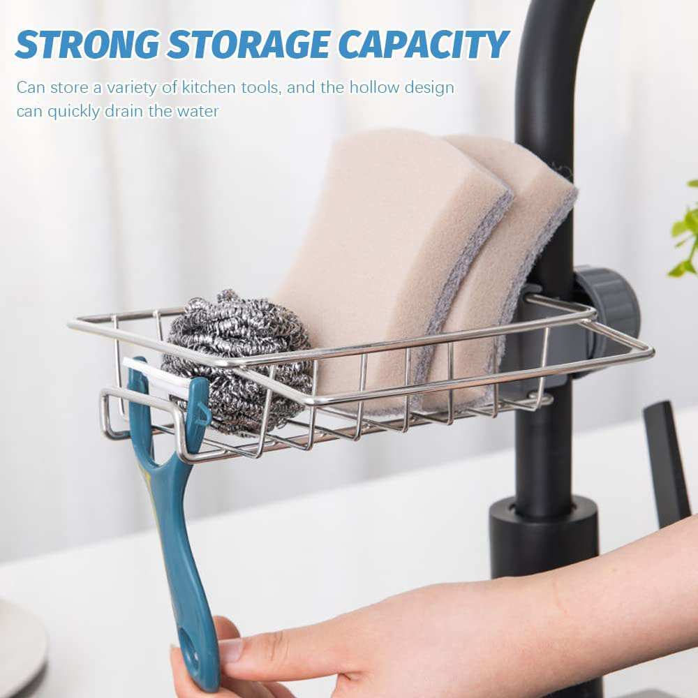 Kitchen Sink Faucet Rack Sponge Dish Cloth Rack Storage Rack For Sponges Scrubbers Scouring Pads Kitchen Tool Accessories