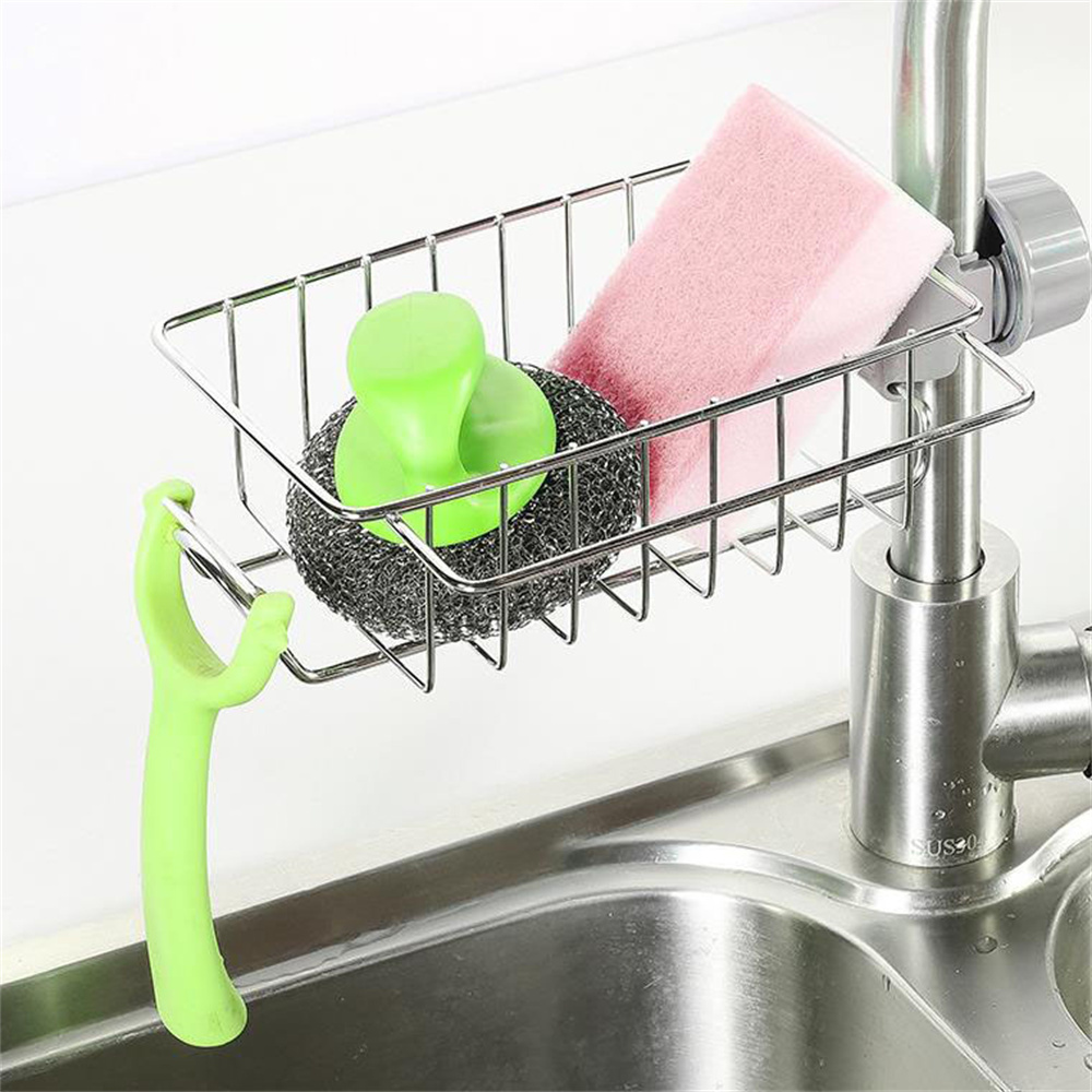 Kitchen Sink Faucet Rack Sponge Dish Cloth Rack Storage Rack For Sponges Scrubbers Scouring Pads Kitchen Tool Accessories