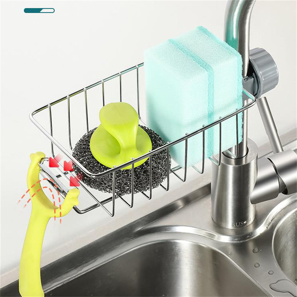 Kitchen Sink Faucet Rack Sponge Dish Cloth Rack Storage Rack For Sponges Scrubbers Scouring Pads Kitchen Tool Accessories