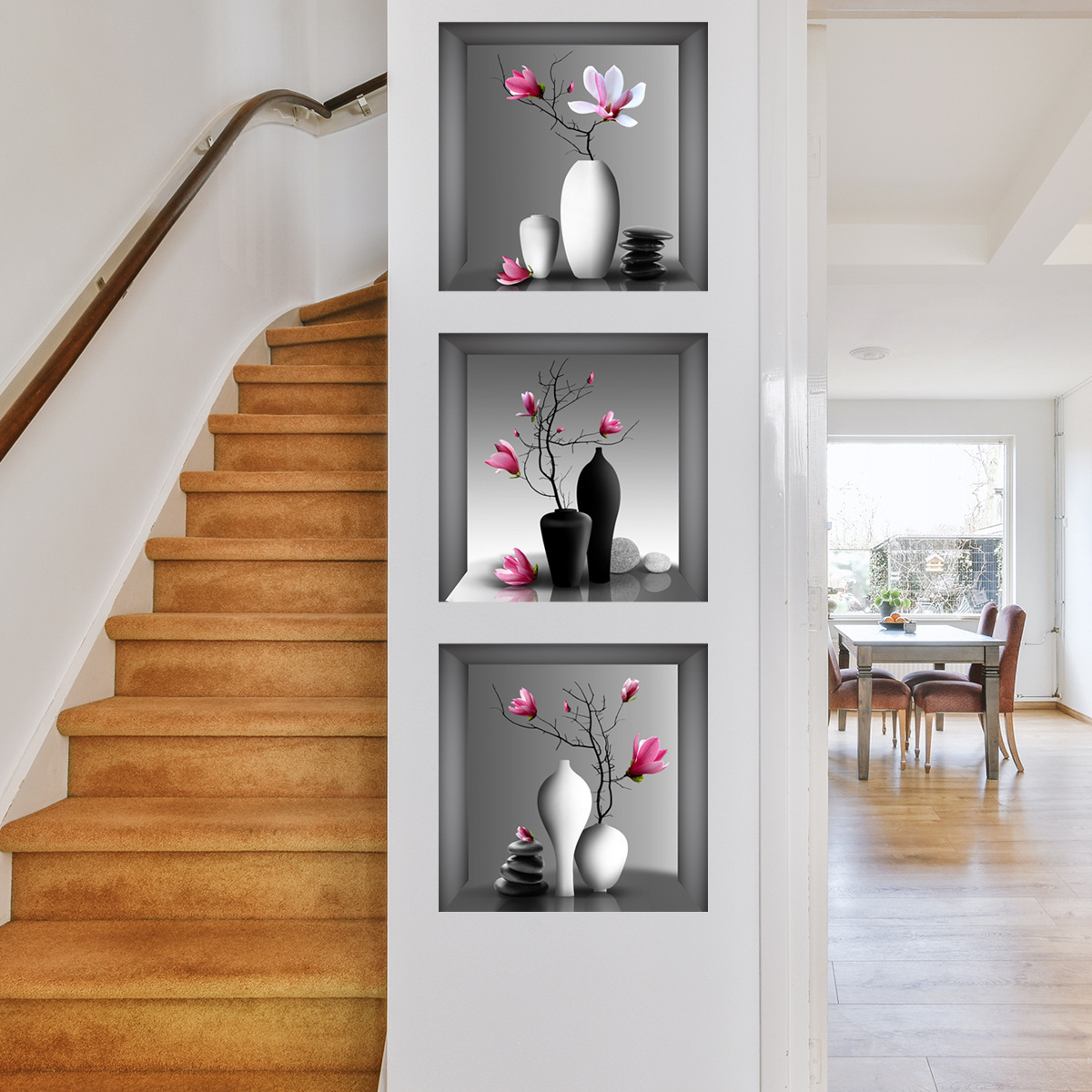 Potted Plant Illustration Decoration Sticker Wall Decals Self-Adhesive Pvc Living Room Wall Sticker Plant Flowers Wall Sticker