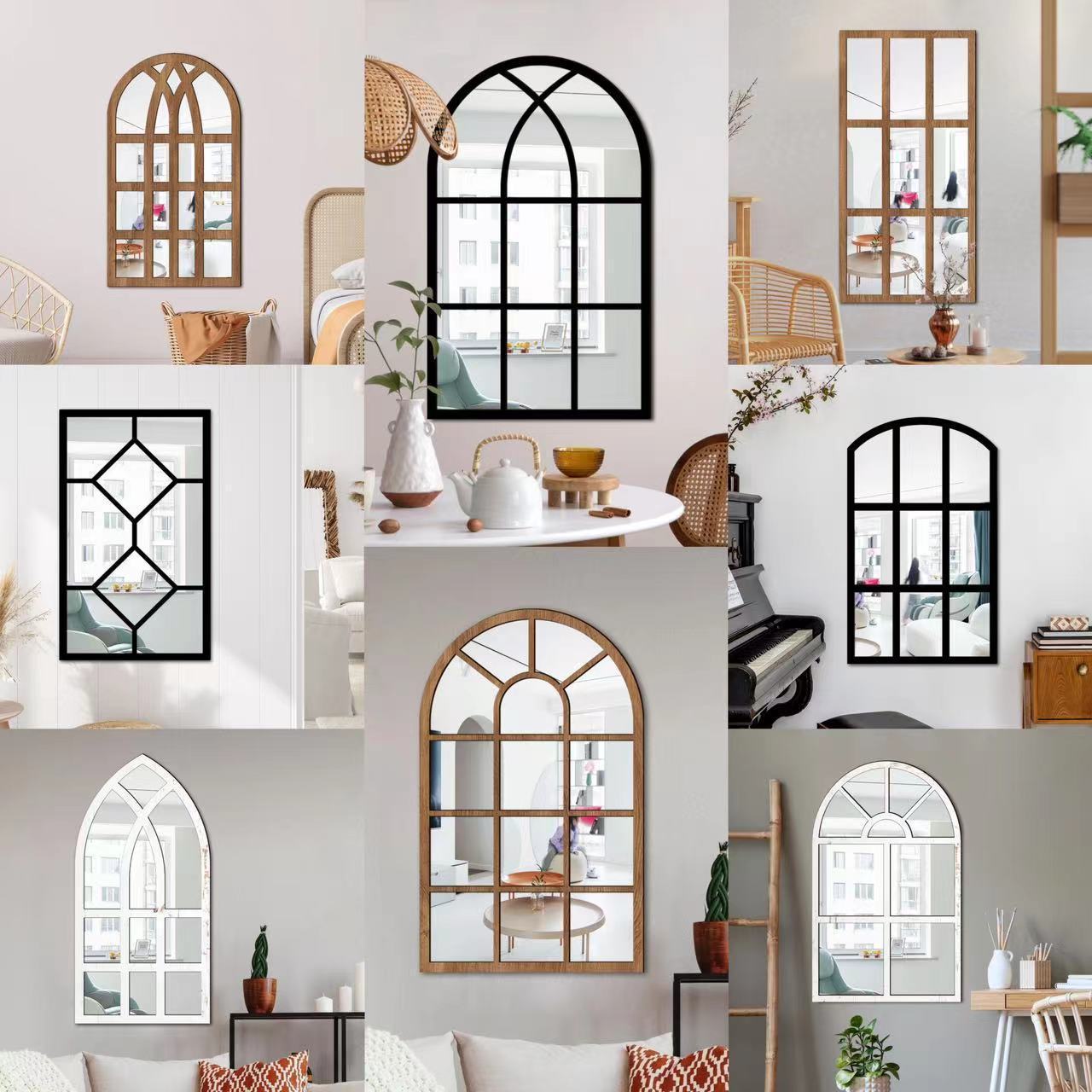 New Wall Sticker Arch Mirrors Retro Gothic Decor Cathedral Window Shape Mirrors Home Decorative Craft Wall Mounted Wall Mirror