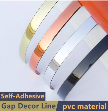 5M PVC Decoration Line Self-adhesive Background Wall Edge Banding Strip Ceiling Furniture Tile Gap Sticker Decorate Gold Tape