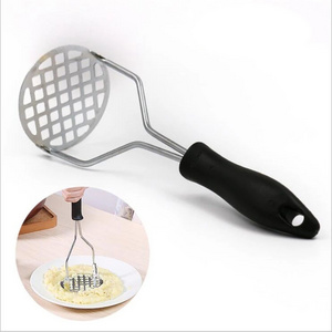 Stainless Steel Pusher / Potato Masher With Broad Mashing Plate For Smooth Mashed Potatoes Fruit Vegetable Tools Press Crusher