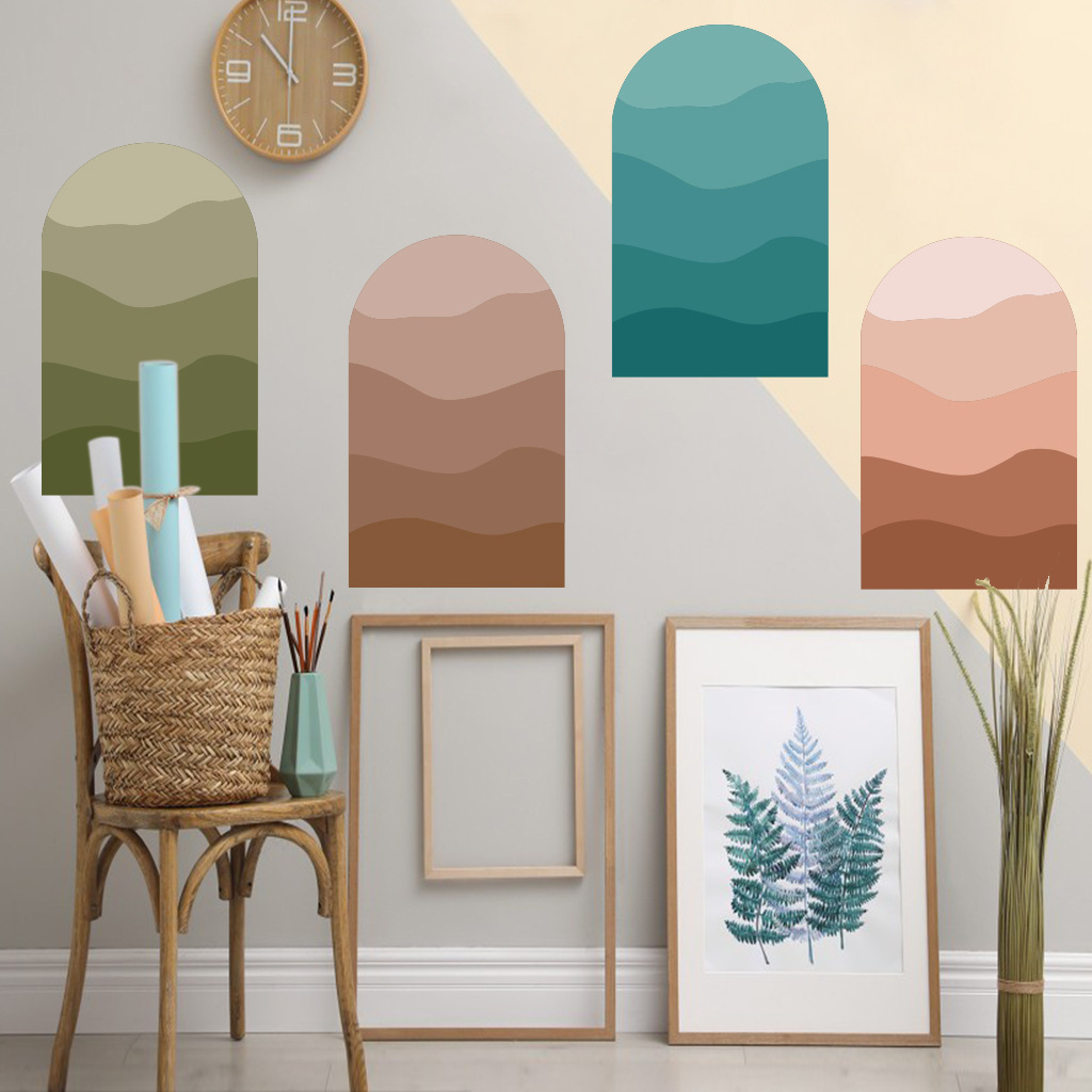 Bohemian Morandi Arched Wall Sticker PVC Self-adhesive Large Geometric Art Decals Nordic Kids Room Wallpaper Home Interior Decor