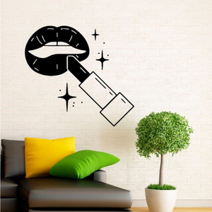 New Beauty Salon Lipstick Eyes Vinyl Wall Sticker Wallpaper For Beauty Salon Girls Bedroom Decor Mural Poster Quotes Make Up