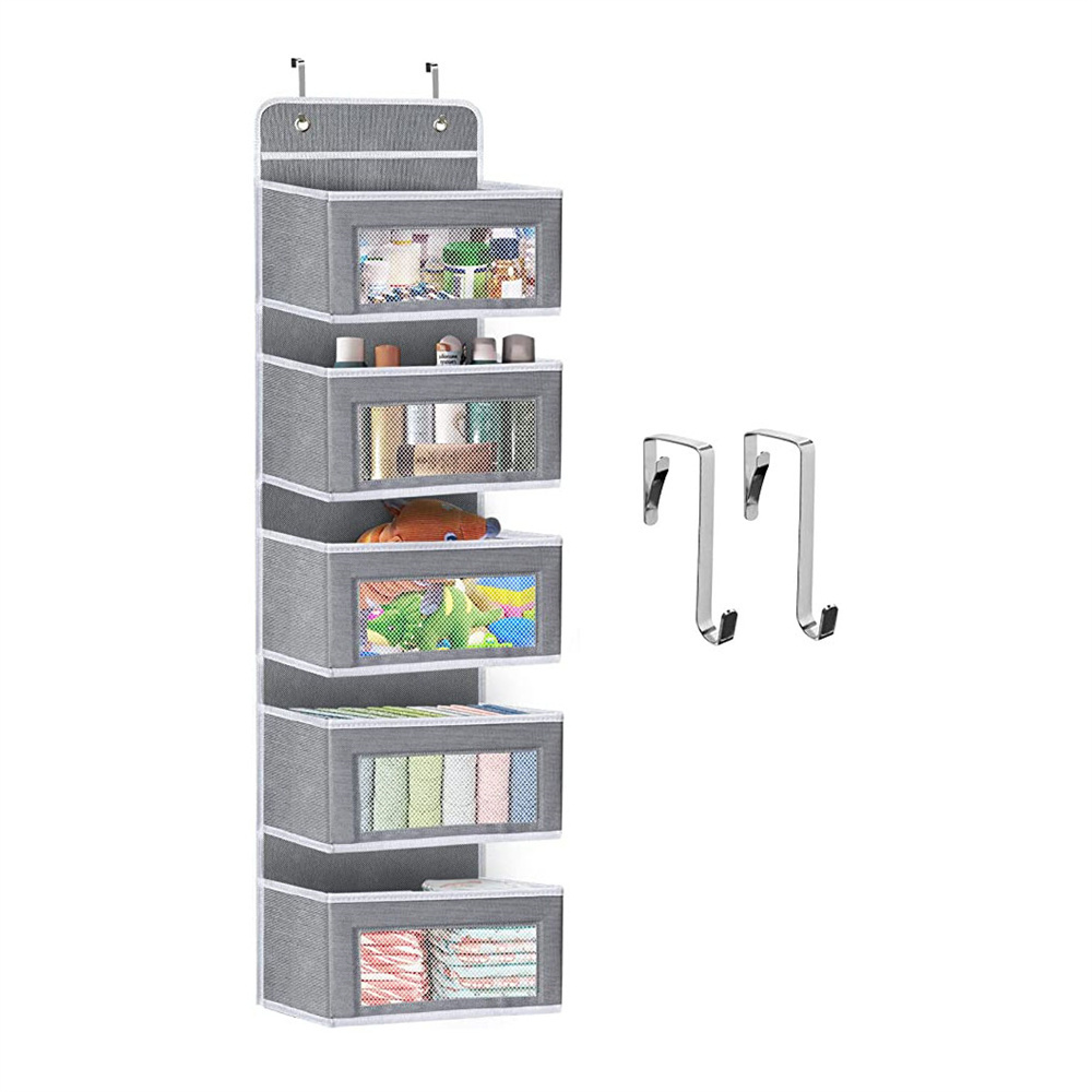 Five-Layer Hanging Storage Bag Behind Door Non-Woven Fabric Wardrobe Foldable Clothes Organizer