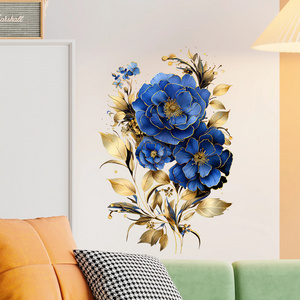 Wholesale Price Flower Wall Sticker 30*40cm Watercolor Blue Flower Cluster Home Background Decoration For Bedroom Wallpaper