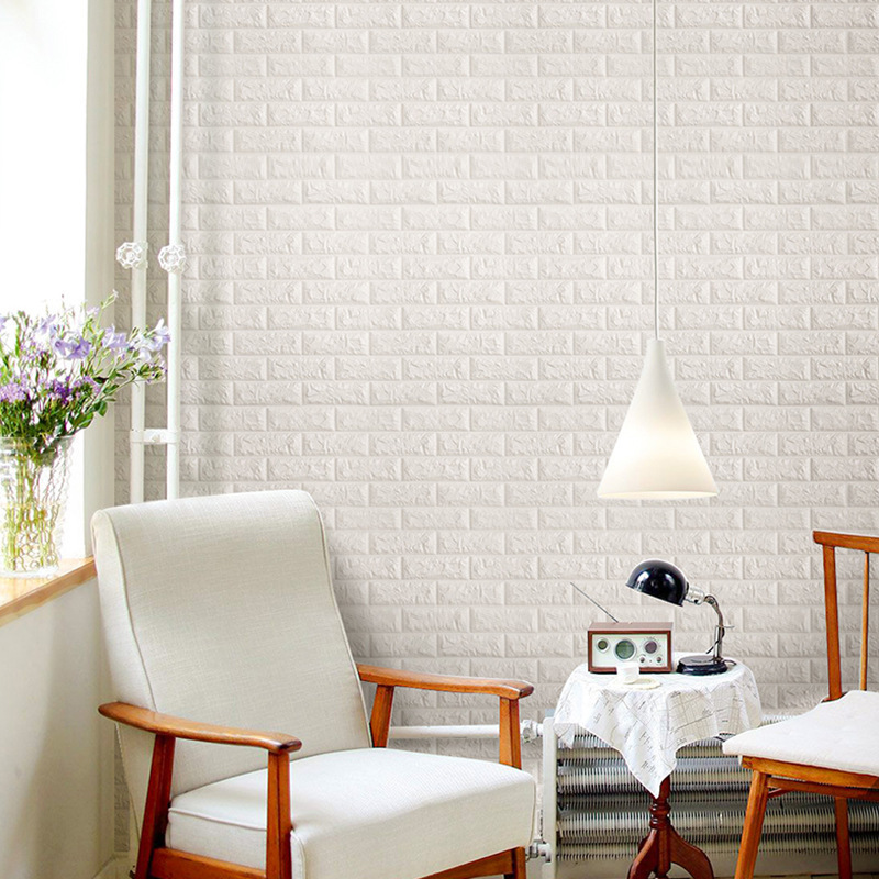 3D Self-Adhesive Wallpaper 38*35cm Continuous Waterproof Foam Brick Wall Stickers Living Room Bedroom Children's Room Home Decor