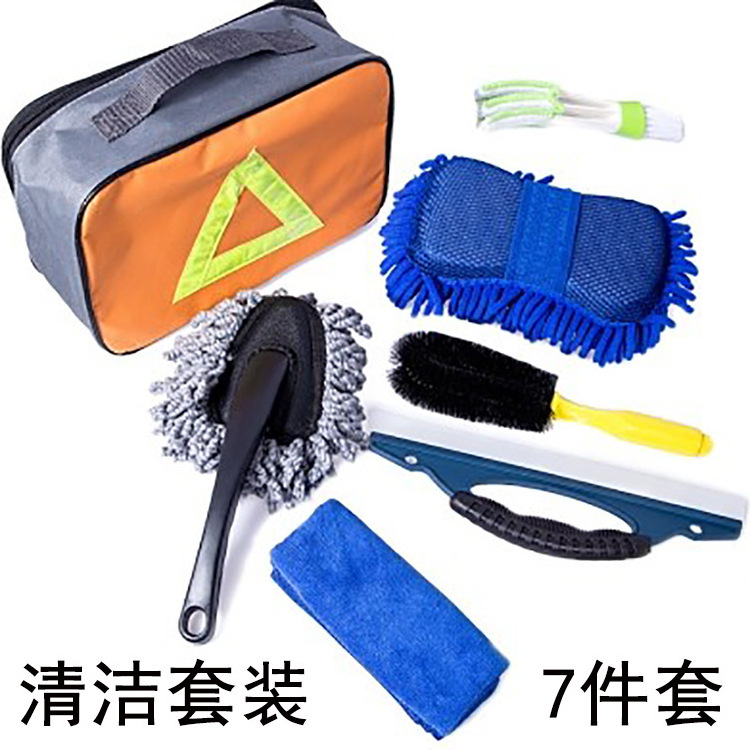 Wholesale Car Cleaning Tool Kit 7Pcs Car Detailing Brush Set Tire Dispenser Bottle Wash Sponge Ceramic Cloth Chenille Towel