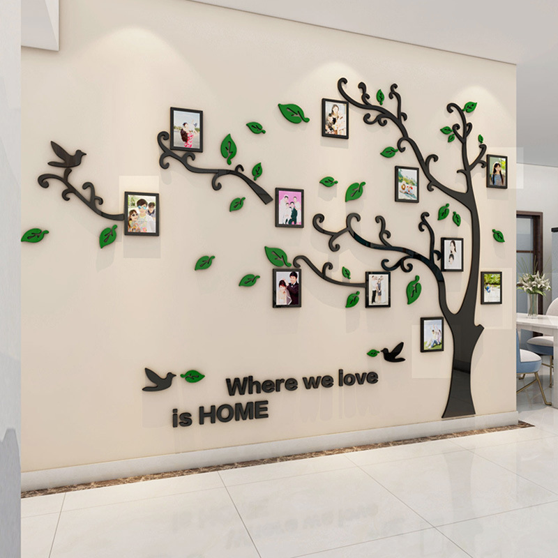 High Quality 3D Acrylic Photo Frame Memory Tree Decoration Living Room Sofa Restaurant 3D Wall Stickers Decor for Kindergarten