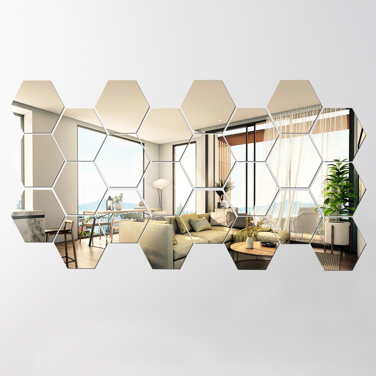 6 Pcs/Set XXL Hexagon Mirror Wall Stickers 3D Acrylic Mirrored Decorative Sticker Waterproof Home Decor custom stickers