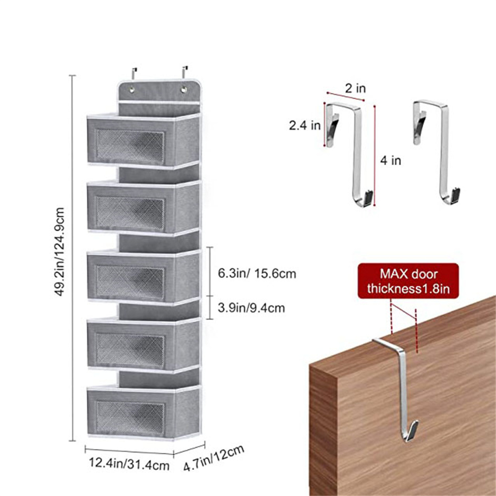 Five-Layer Hanging Storage Bag Behind Door Non-Woven Fabric Wardrobe Foldable Clothes Organizer