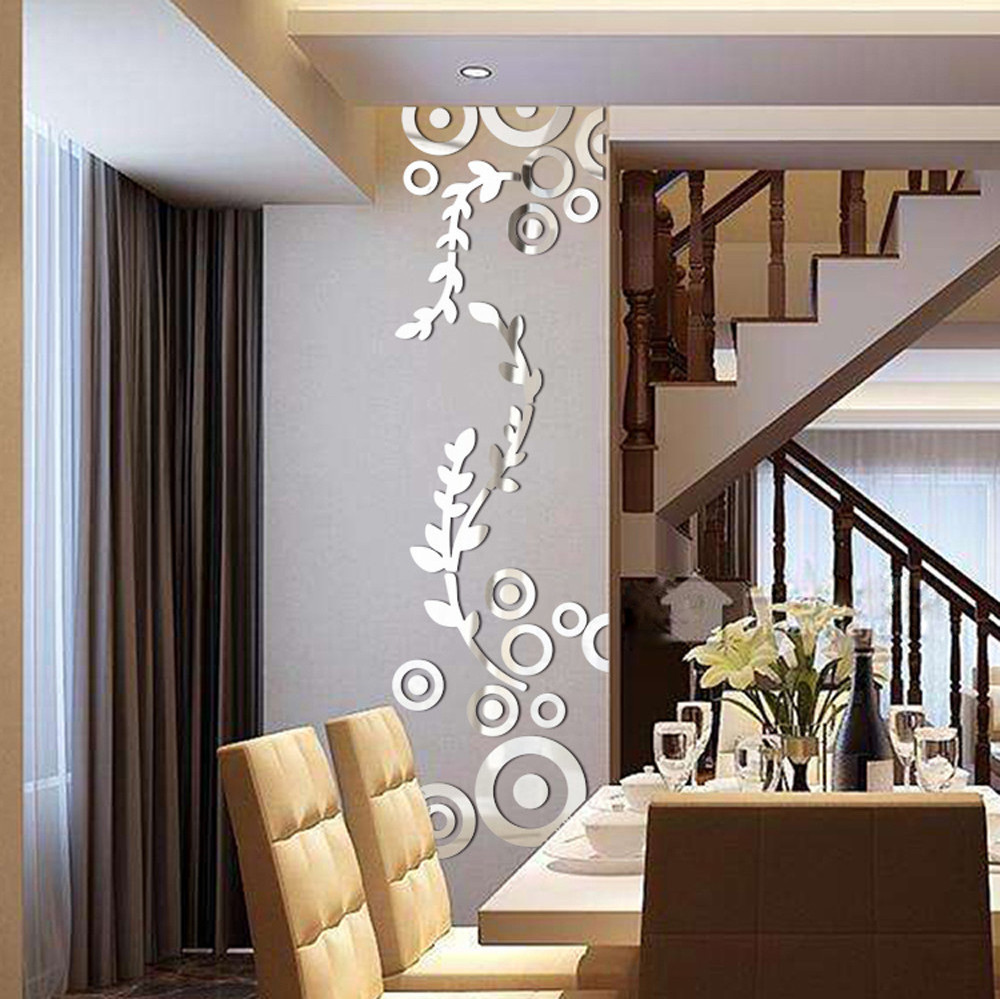 Wholesale Flower Wall Mirror Sticker Wallpaper Modification Full Acrylic Wall 3D Wall Decals DIY Bedroom Dining Room Decoration