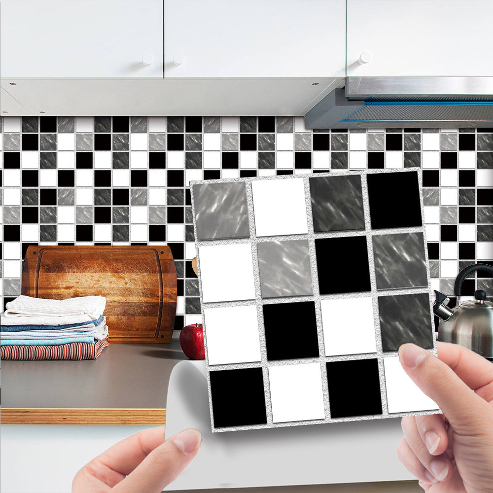 10pcs Mosaic Wall Tile Peel and Stick Self adhesive Backsplash DIY Kitchen Bathroom Home Wall Sticker PVC 3D illusion Crystal