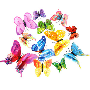 12Pcs Double Layer Butterfly Decoration Magnet Butterflies 3D Wall Sticker For Wedding  Fridge Decals Home Room Decor