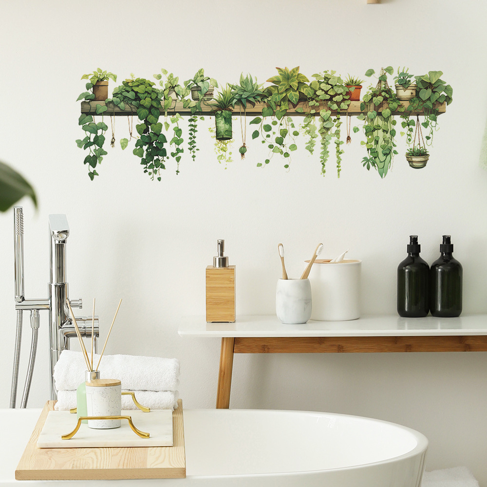 Lush Green Leaf Vine Wall Decal Nature-Inspired Home Decor Adhesive Wall Sticker for Living Room Bedroom Kitchen and Bathroom