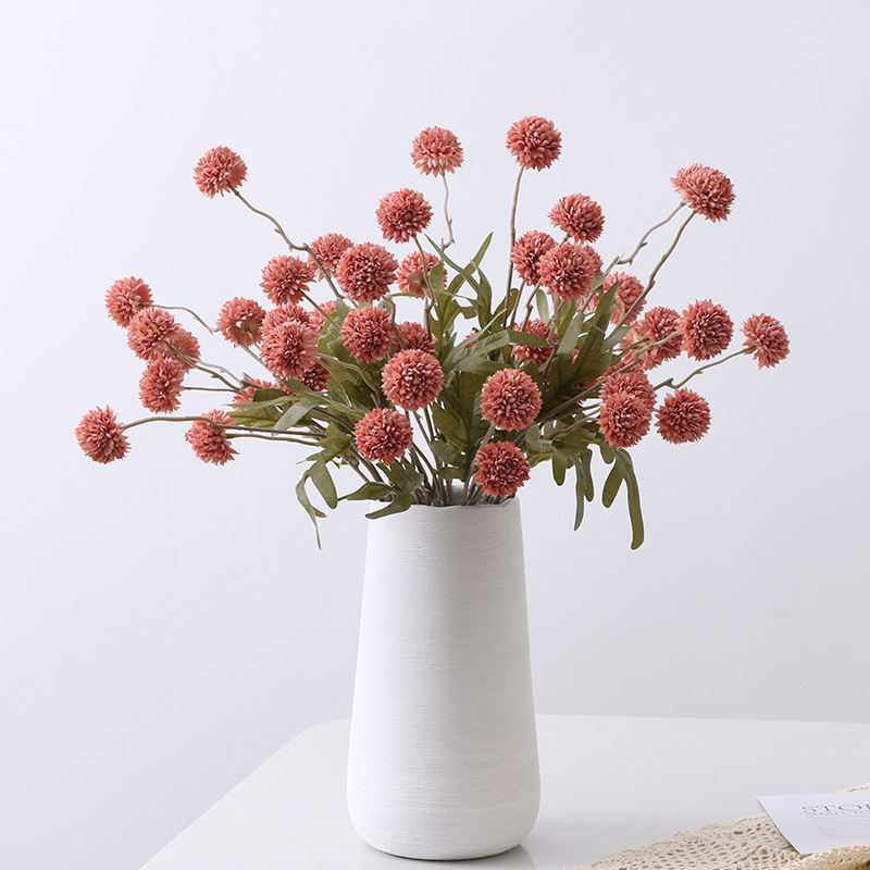 Factory 5 Head Silk Dandelion Flower Ball Chrysanthemum Artificial Flowers Long Branch For Home Wedding Decorations Fake Flower