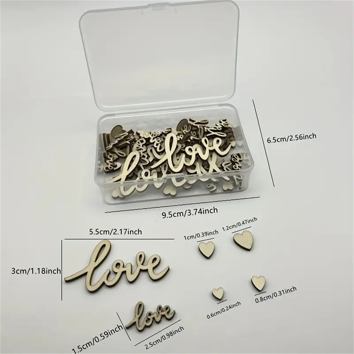 100pcs Wooden Love Confetti & Hearts Rustic Charm Wedding Decorations DIY Craft Cutouts Heartfelt Party Small DIY Gift