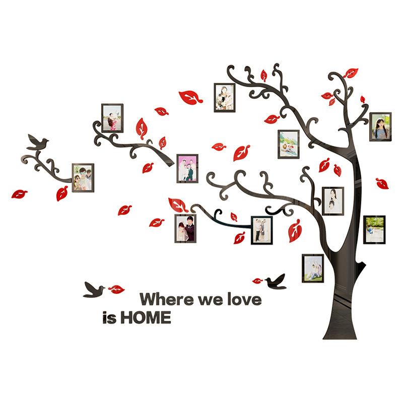 High Quality 3D Acrylic Photo Frame Memory Tree Decoration Living Room Sofa Restaurant 3D Wall Stickers Decor for Kindergarten